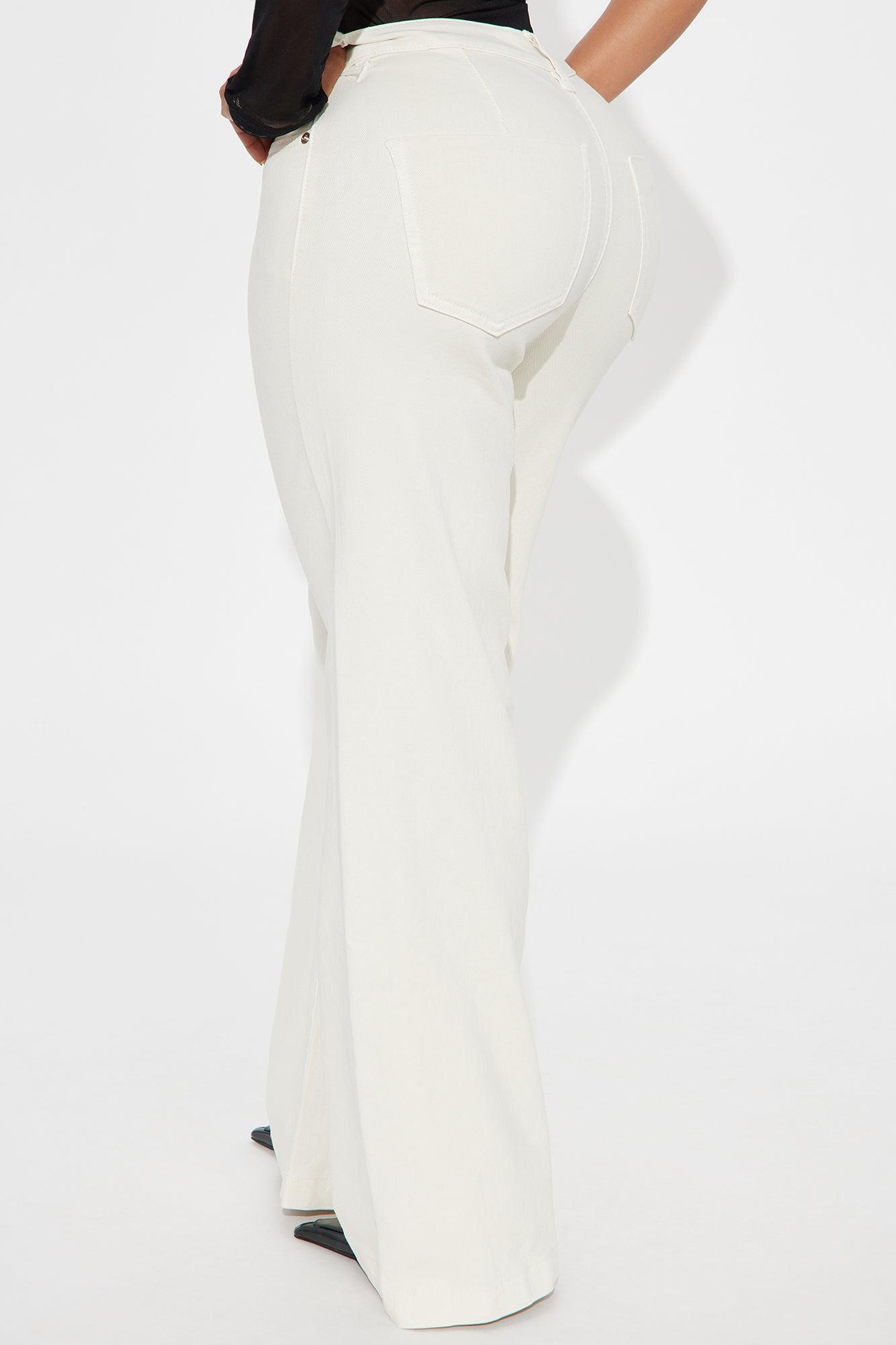 Just In Time High Rise Flare Jeans - Cream Product Image