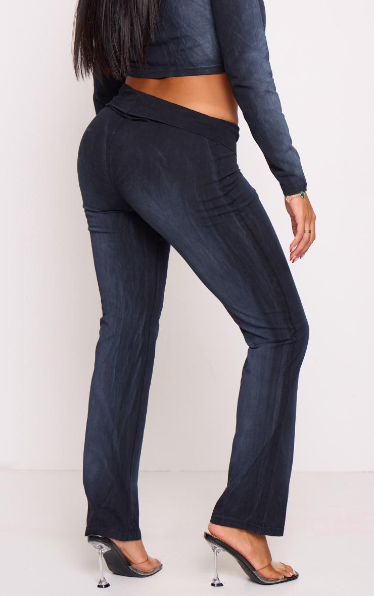 Shape Washed Black Low Rise Fold Over Flared Pants Product Image