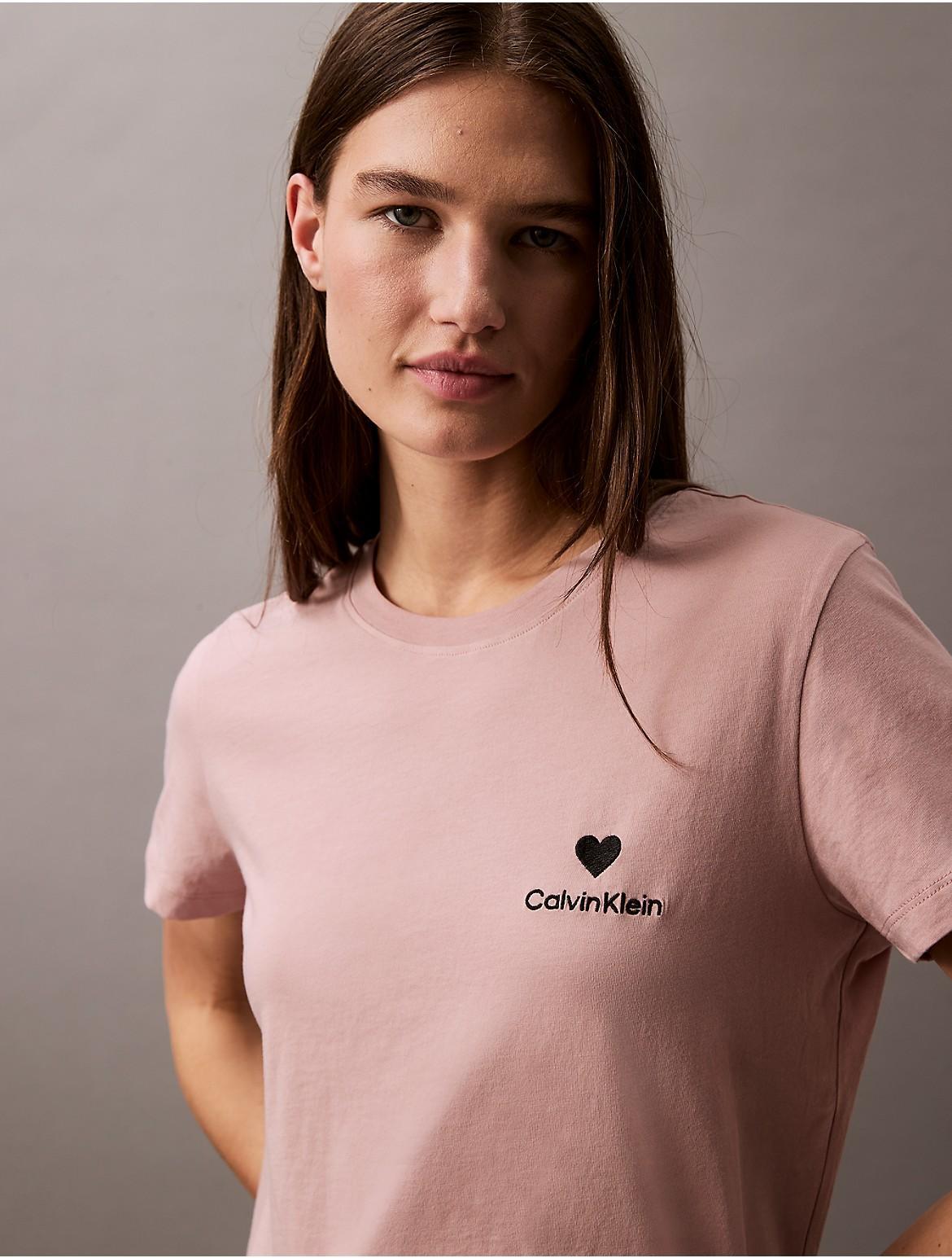 Calvin Klein Womens Icon Cotton Modal V-Day Lounge T-Shirt - Black - L Product Image
