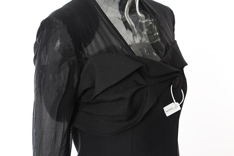 Square Neck Sheer Panel Single Button Blazer Product Image