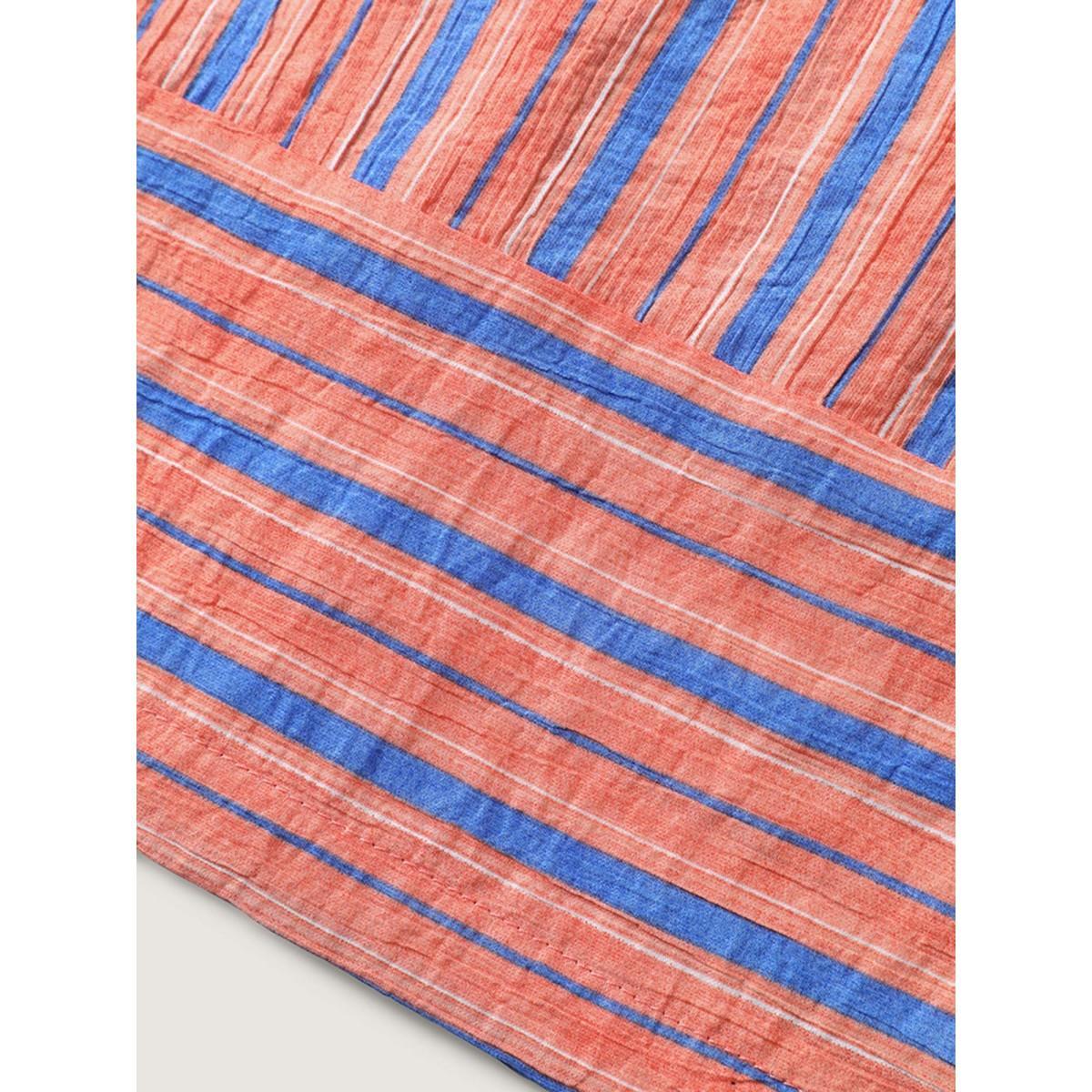 Plus Size Soft Stripes Stretchy Waist Wide-Leg Pants Women Coral Casual Wide Leg Mid Rise Everyday-Casual Pants BloomChic 22-24/3X Product Image