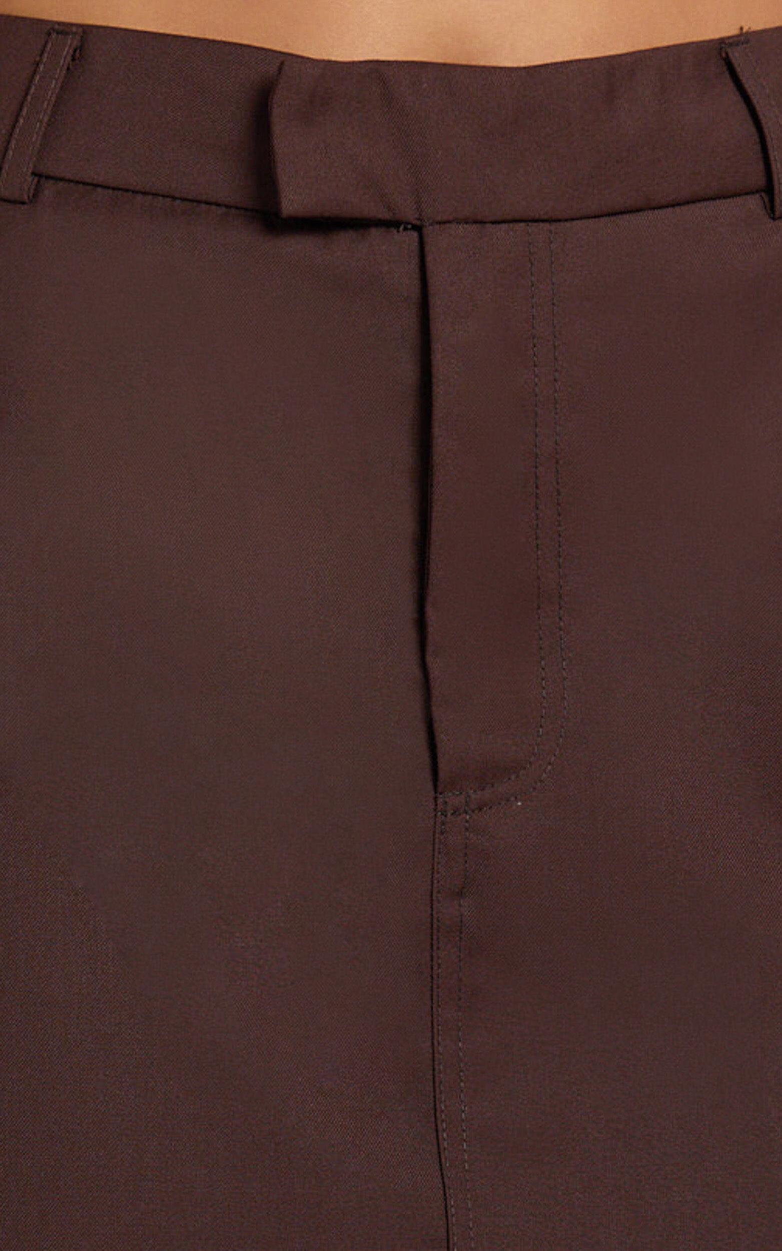 Desi Mini Skirt - Tailored Mid Waisted Skirt in Chocolate Product Image