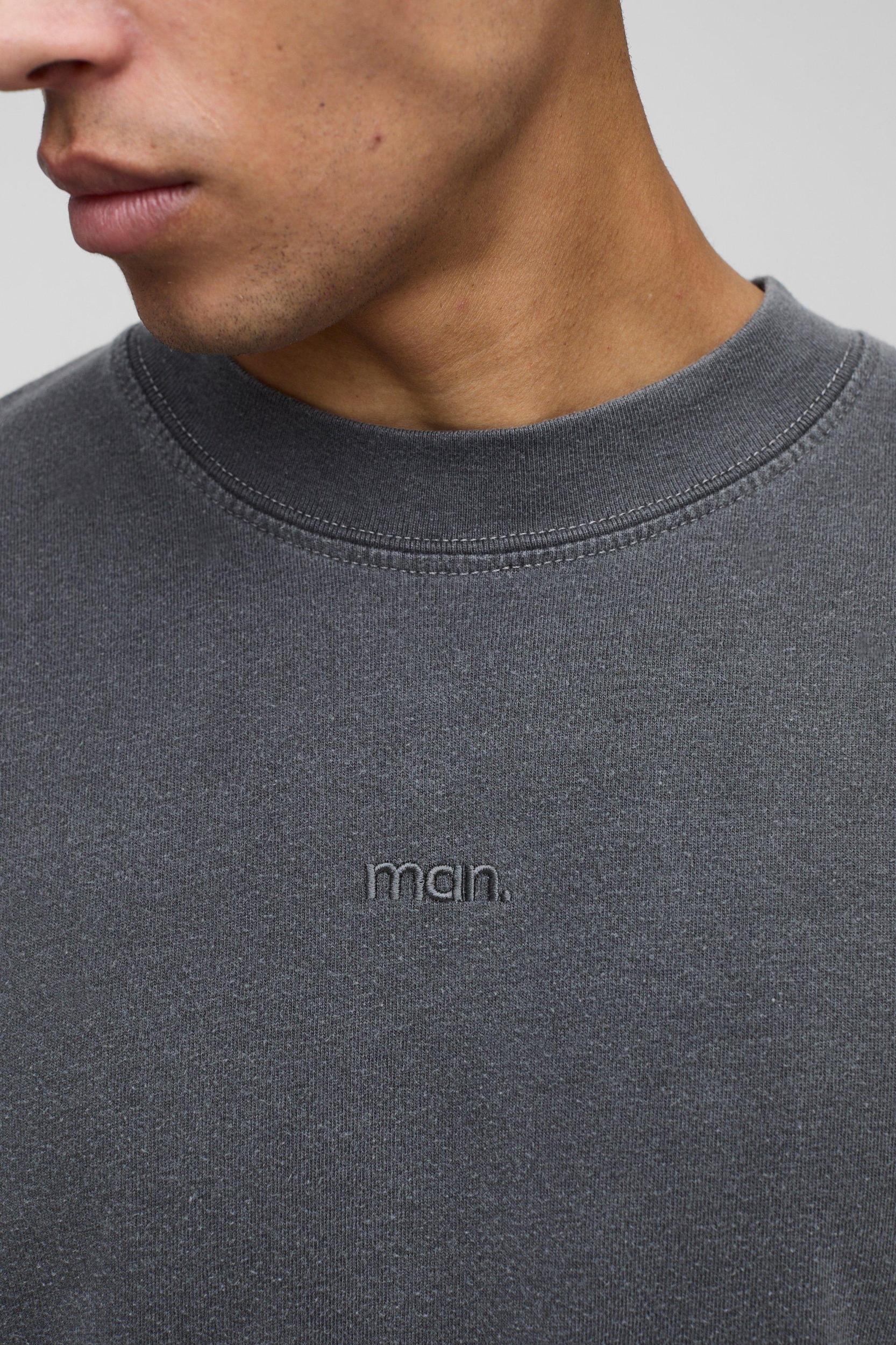 Oversized Extended Neck Man Washed Graphic T Shirt | boohooMAN USA Product Image
