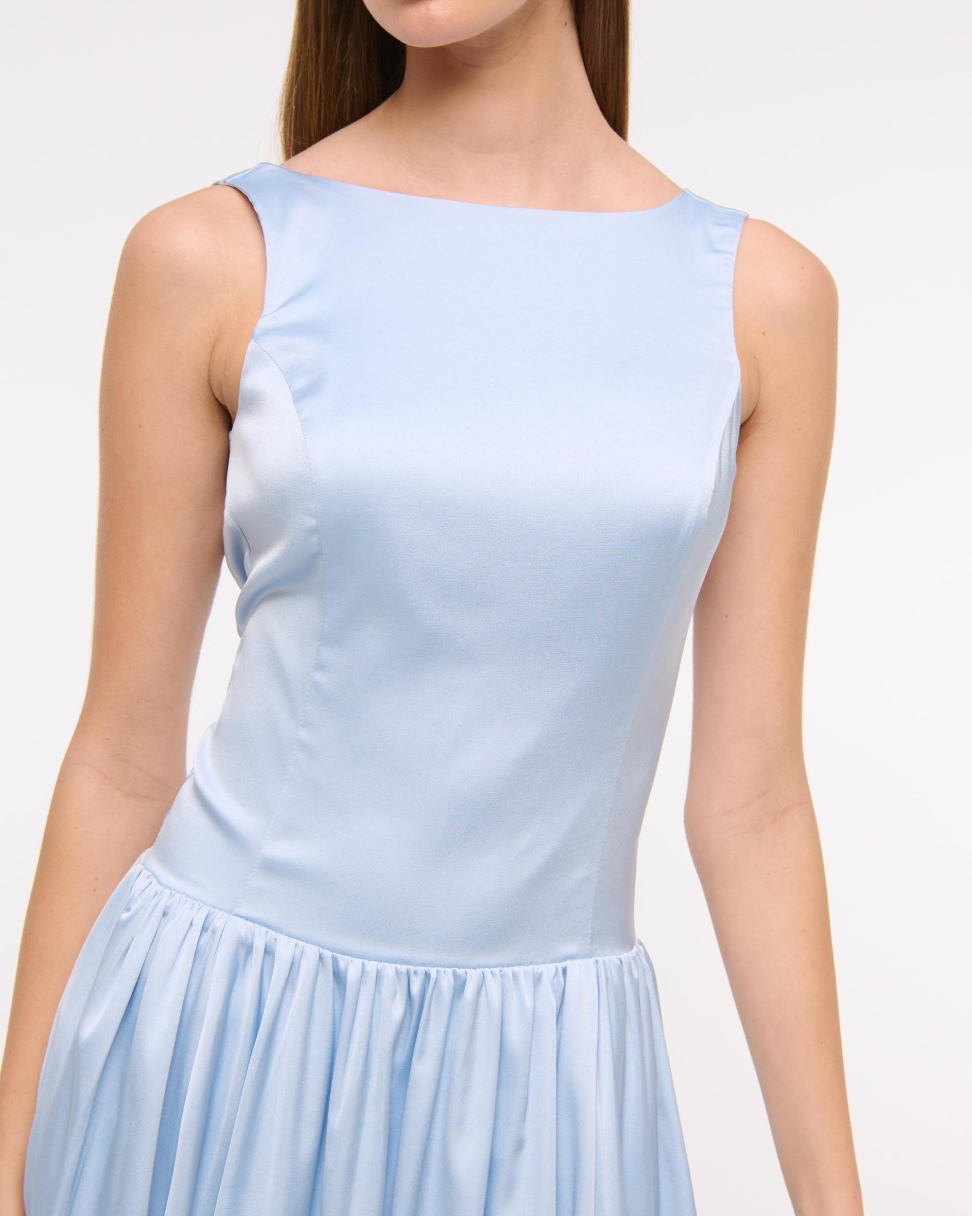 High-Neck Bubble Hem Mini Dress Product Image