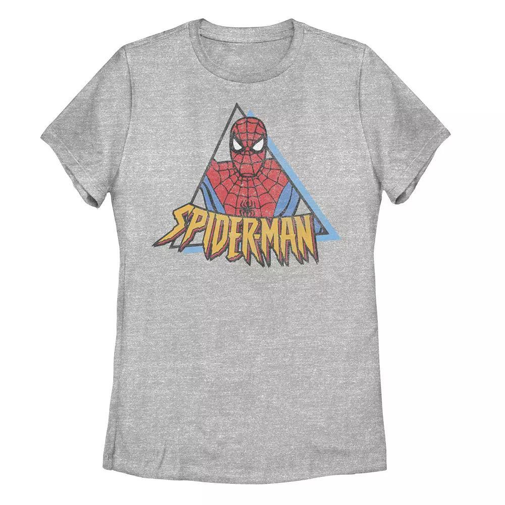 Juniors' Marvel Spider-Man Retro Triangle Graphic Tee, Girl's, Size: Medium, Athletic Grey Product Image