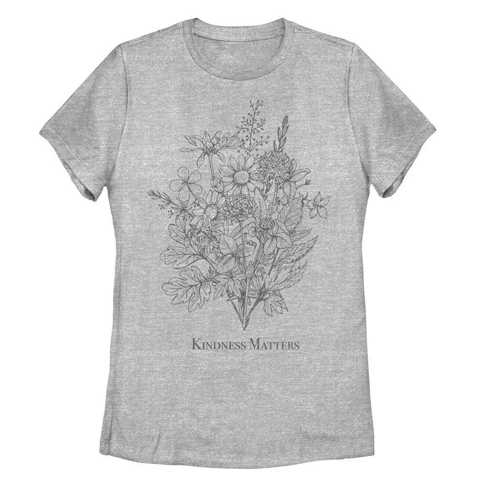 Juniors' Kindness Matters Floral Tee, Girl's, Size: Large, Athletic Grey Product Image