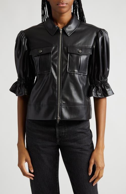 Cinq a Sept Faux Leather Puff Sleeve Jacket Product Image