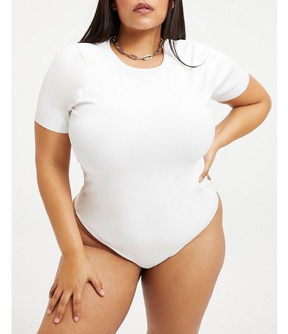 Good American Plus Size Compressive Scuba Crew Neck Short Sleeve Bodysuit Product Image