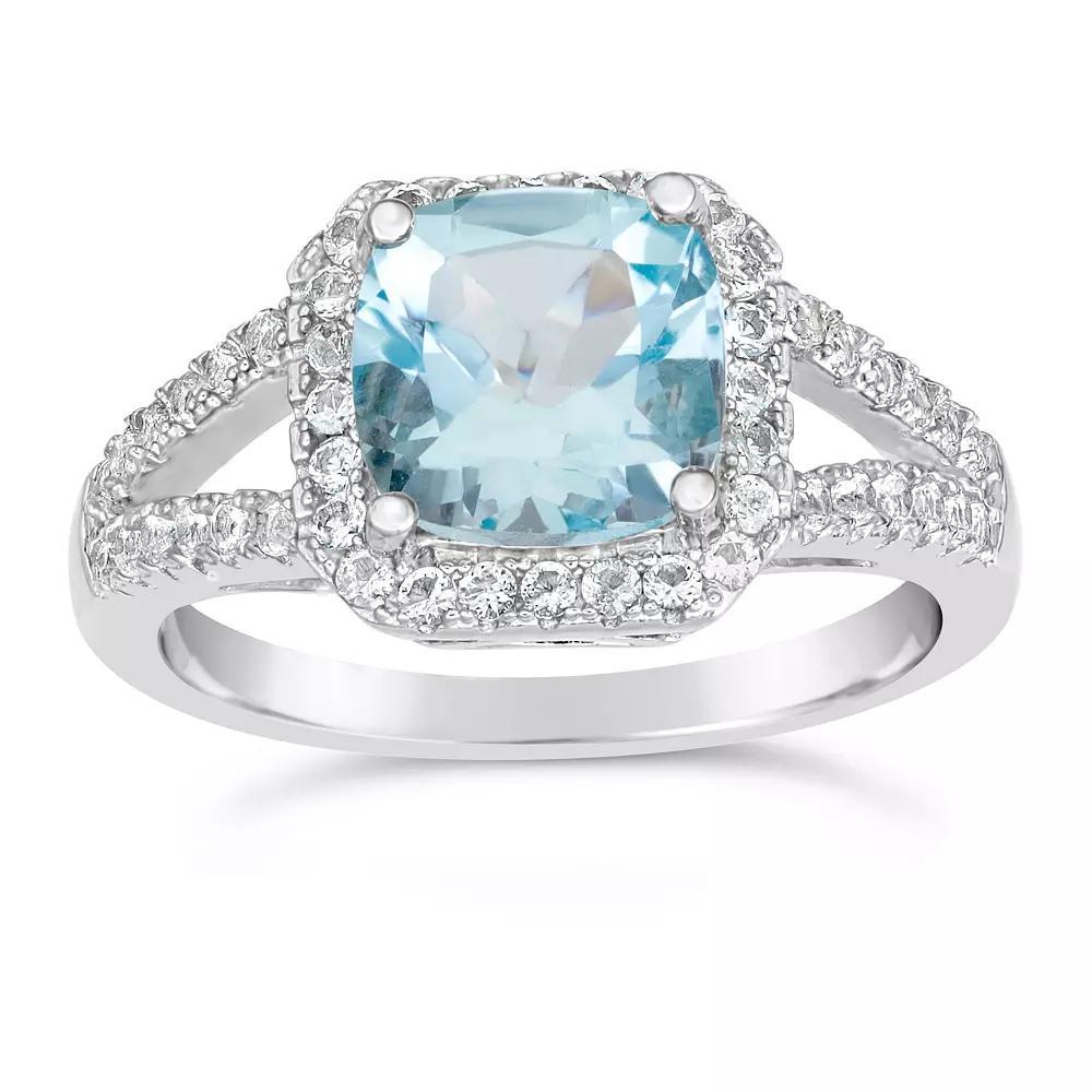 Sterling Silver Blue & White Topaz Split Band Ring, Women's, Size: 6 Product Image