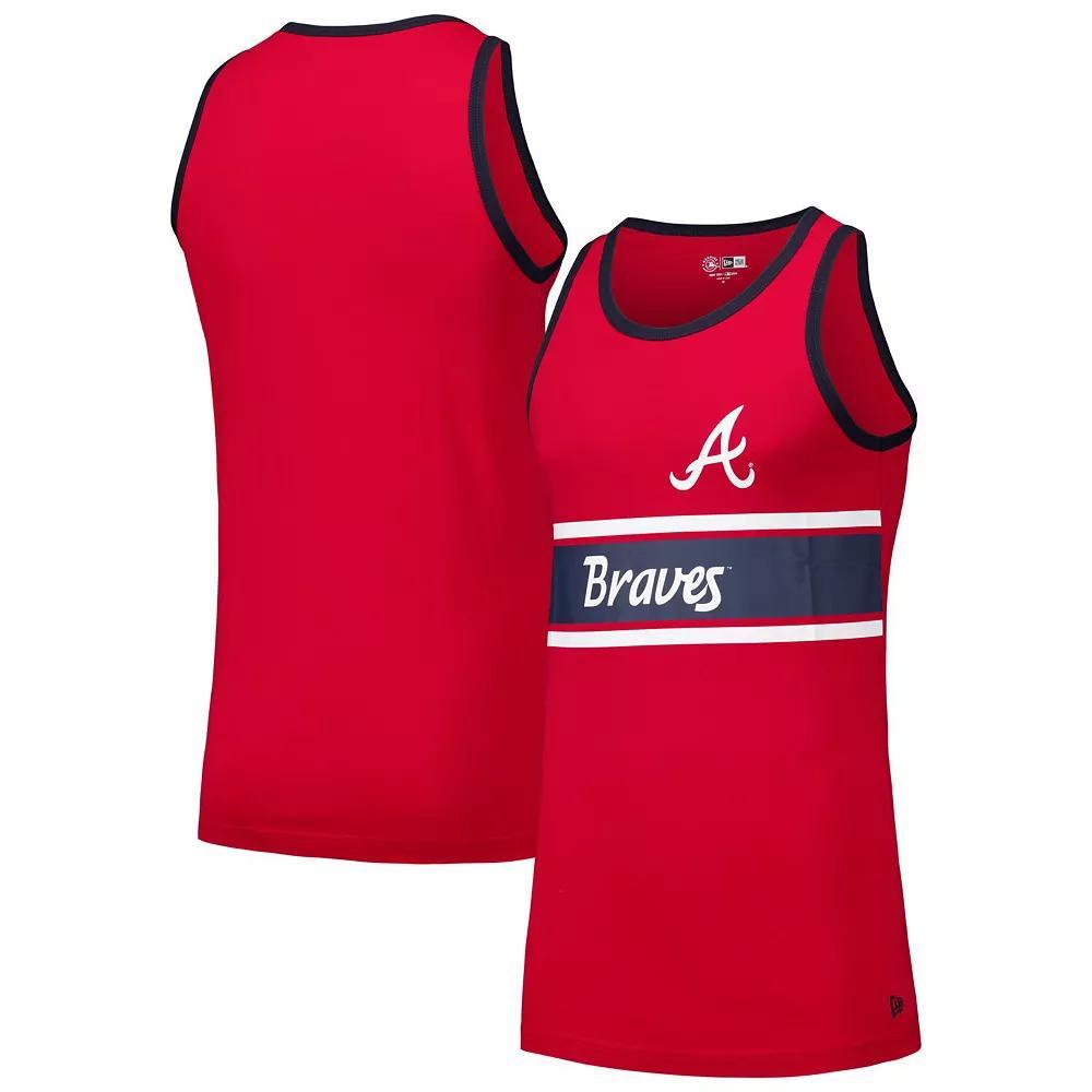Men's New Era Red Atlanta Braves Jersey Ringer Tank Top, Size: XL Product Image
