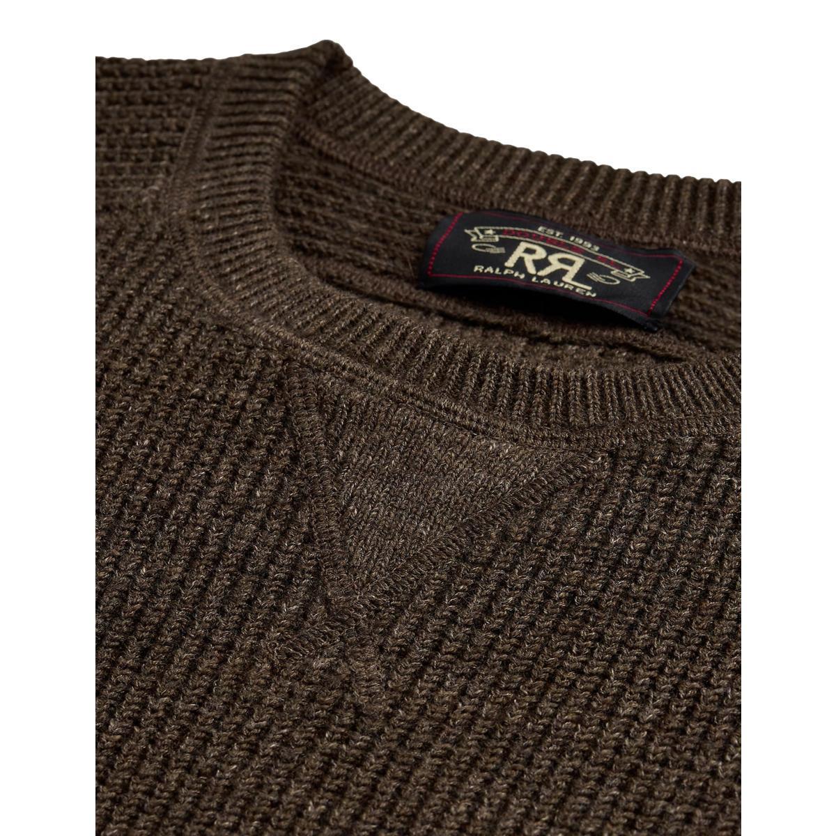 Waffle-Knit Cotton-Wool Sweater Dark Olive Heather Product Image