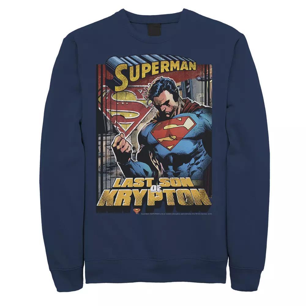 Men's DC Comics Superman Last Son Of Krypton Text Poster Sweatshirt, Size: Large, Blue Product Image