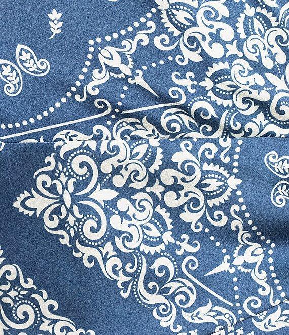 Gianni Bini Avery Paisley Print Satin Collared Long Sleeve Mini Wrap Dress Product Image