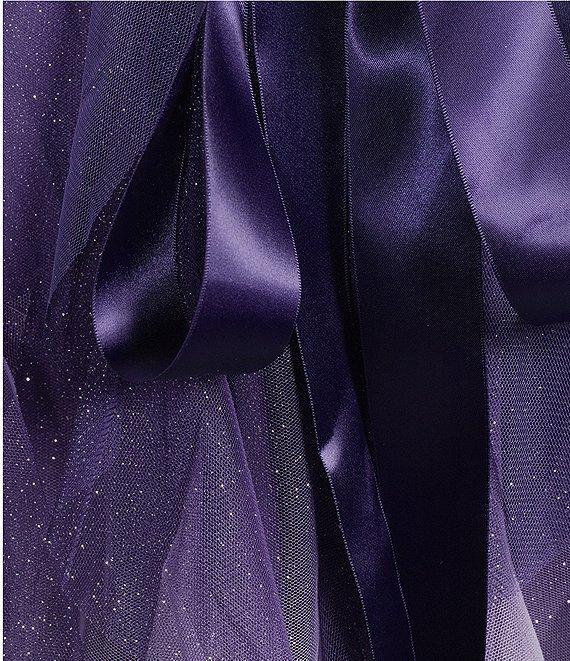 Pear Culture Plus Size Glitter Ombre Mesh Strapless Tie Waist Corkscrew Dress Product Image