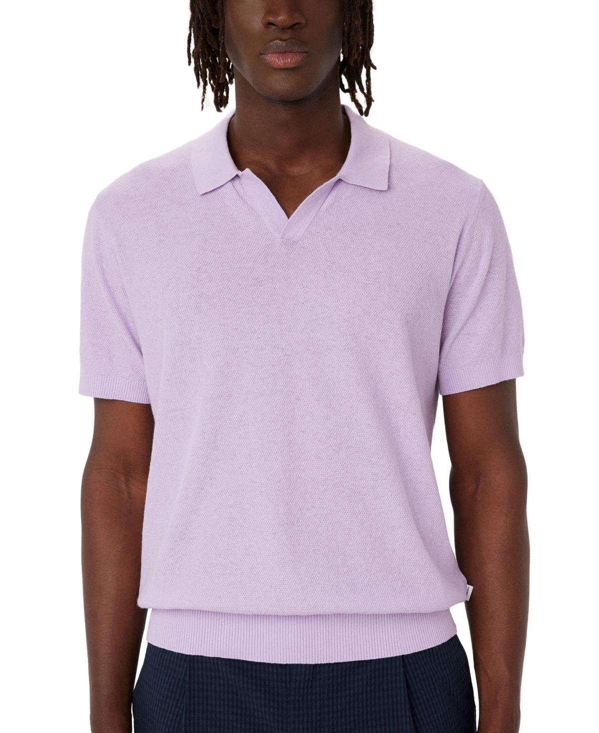 Frank and Oak Mens Slim Fit Short Sleeve Textured Open Collar Polo Sweater Product Image
