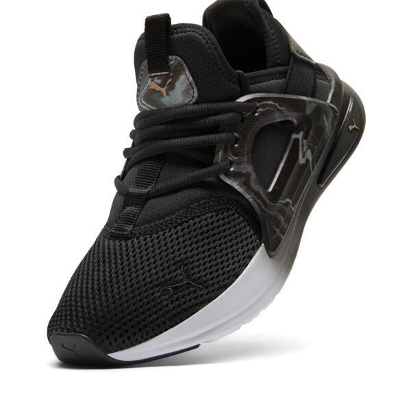 PUMA Softride Enzo Evo Geode Glow Womens Wide Sneakers in Black/Gold Product Image