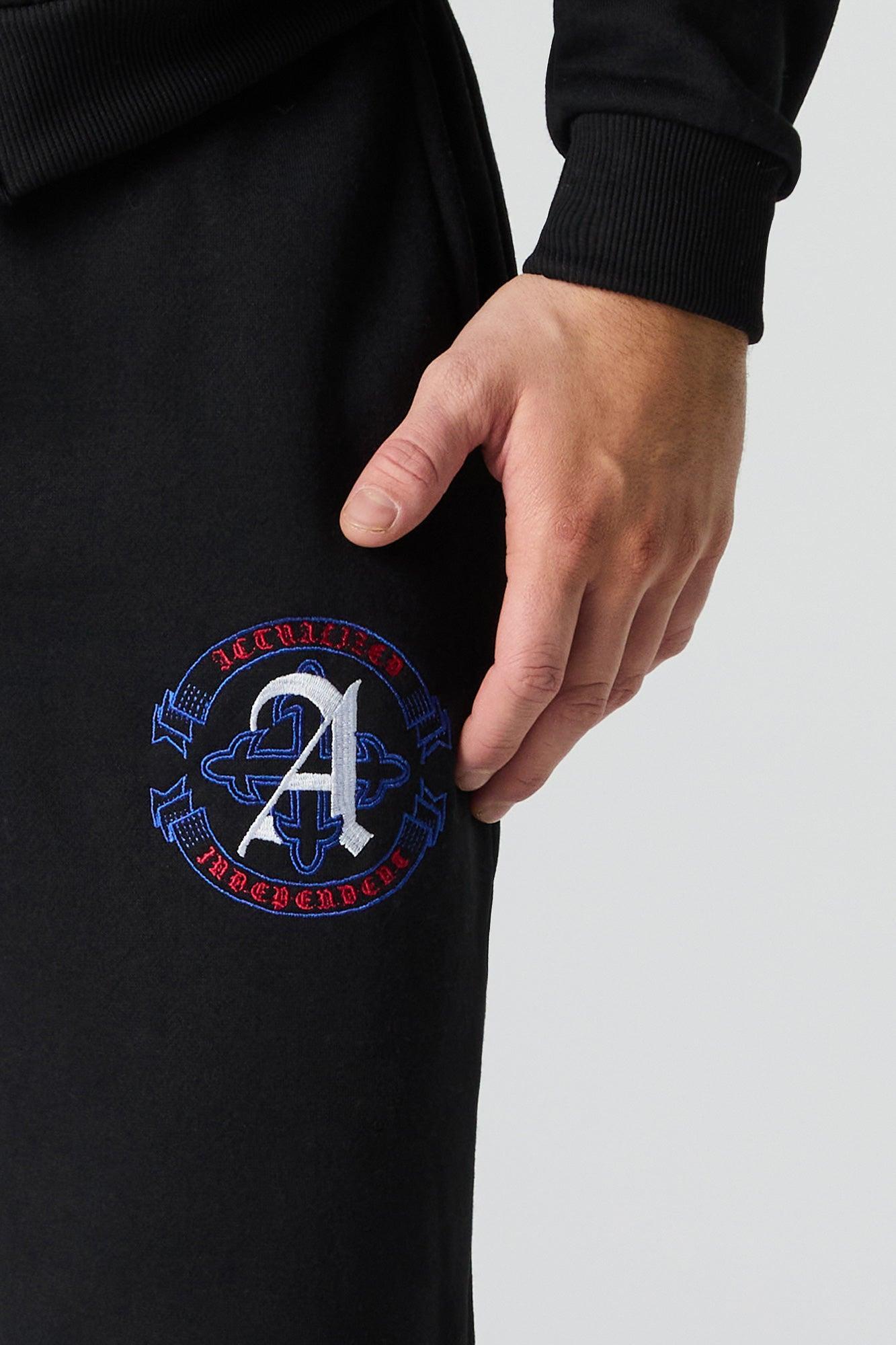 Gothic Embroidered Fleece Sweatpant Male Product Image