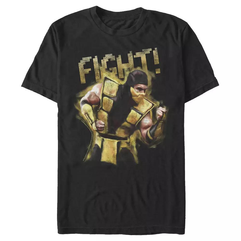Men's Mortal Kombat Fight Yellow Graphic Tee, Size: Large, Black Product Image