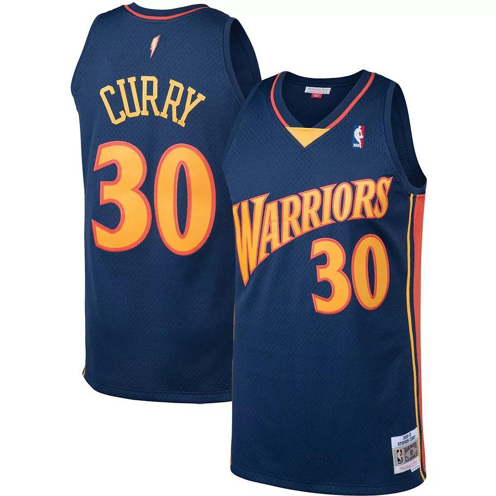 Men's Mitchell & Ness Stephen Curry Navy Golden State Warriors Big & Tall Hardwood Classics Jersey, Size: 4XB, Blue Product Image