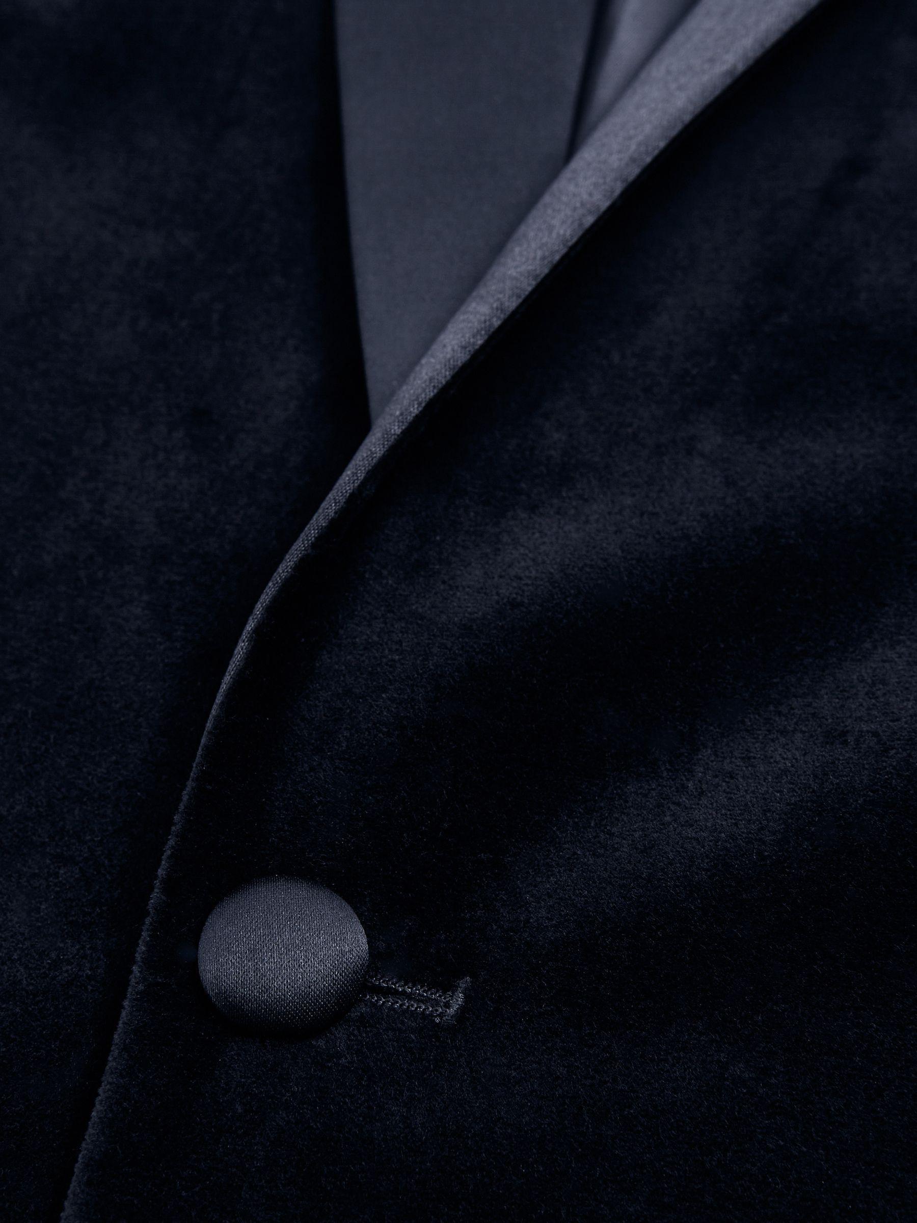 Velvet Single Breasted Slim Fit Jacket in Black Product Image