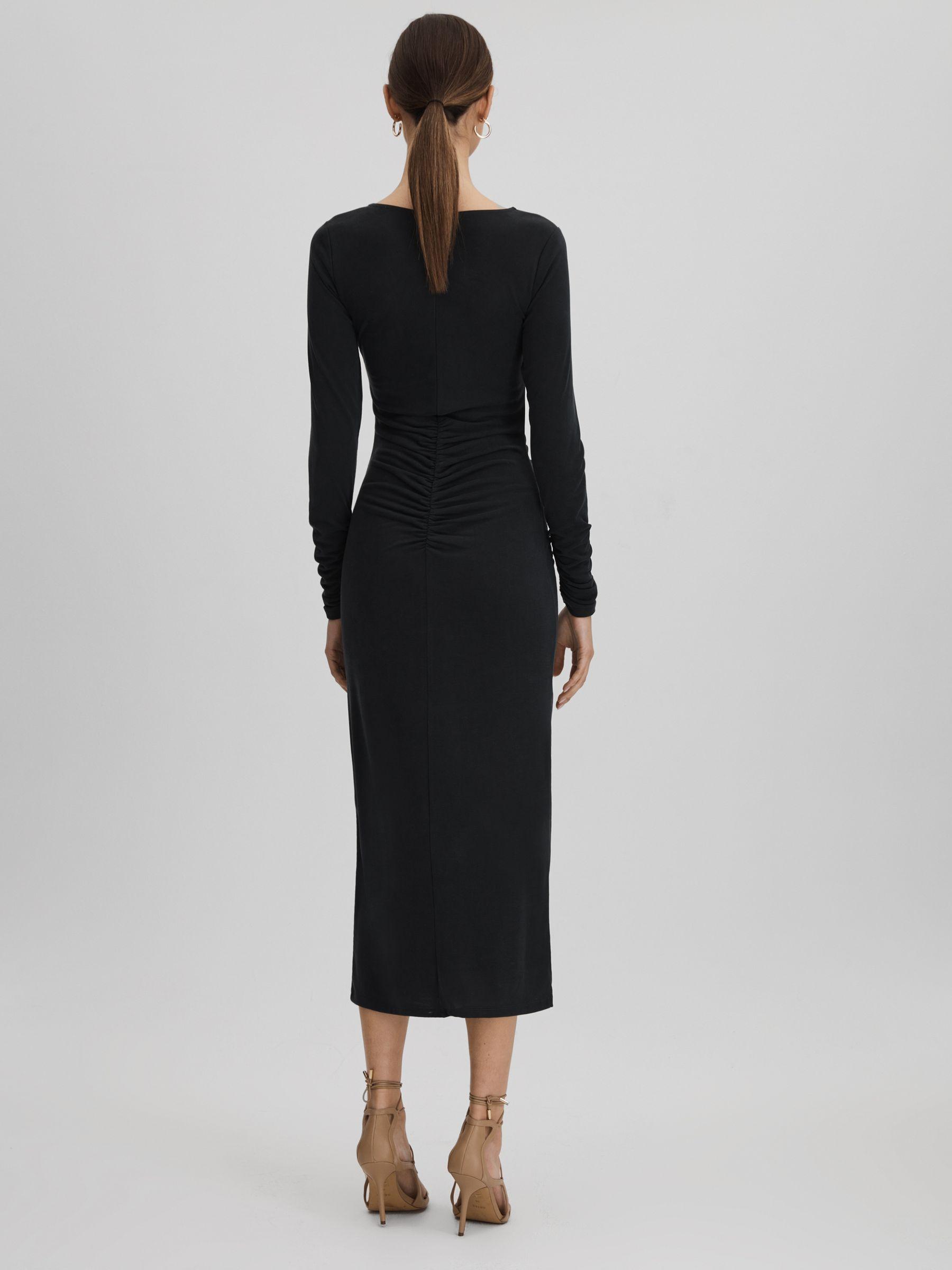 Ruched Jersey Midi Dress in Charcoal Product Image
