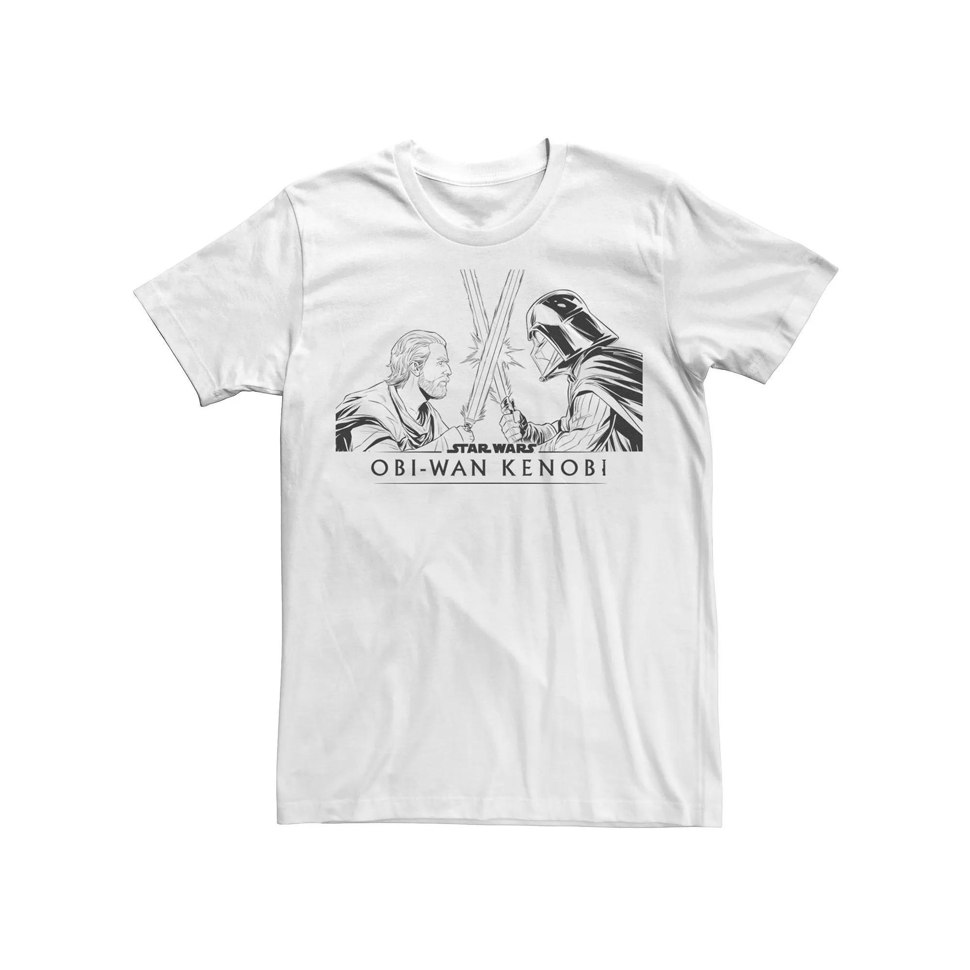Men's Obi-Wan Kenobi Star Wars Vader Vs Kenobi Logo Tee, Size: Large, White Product Image