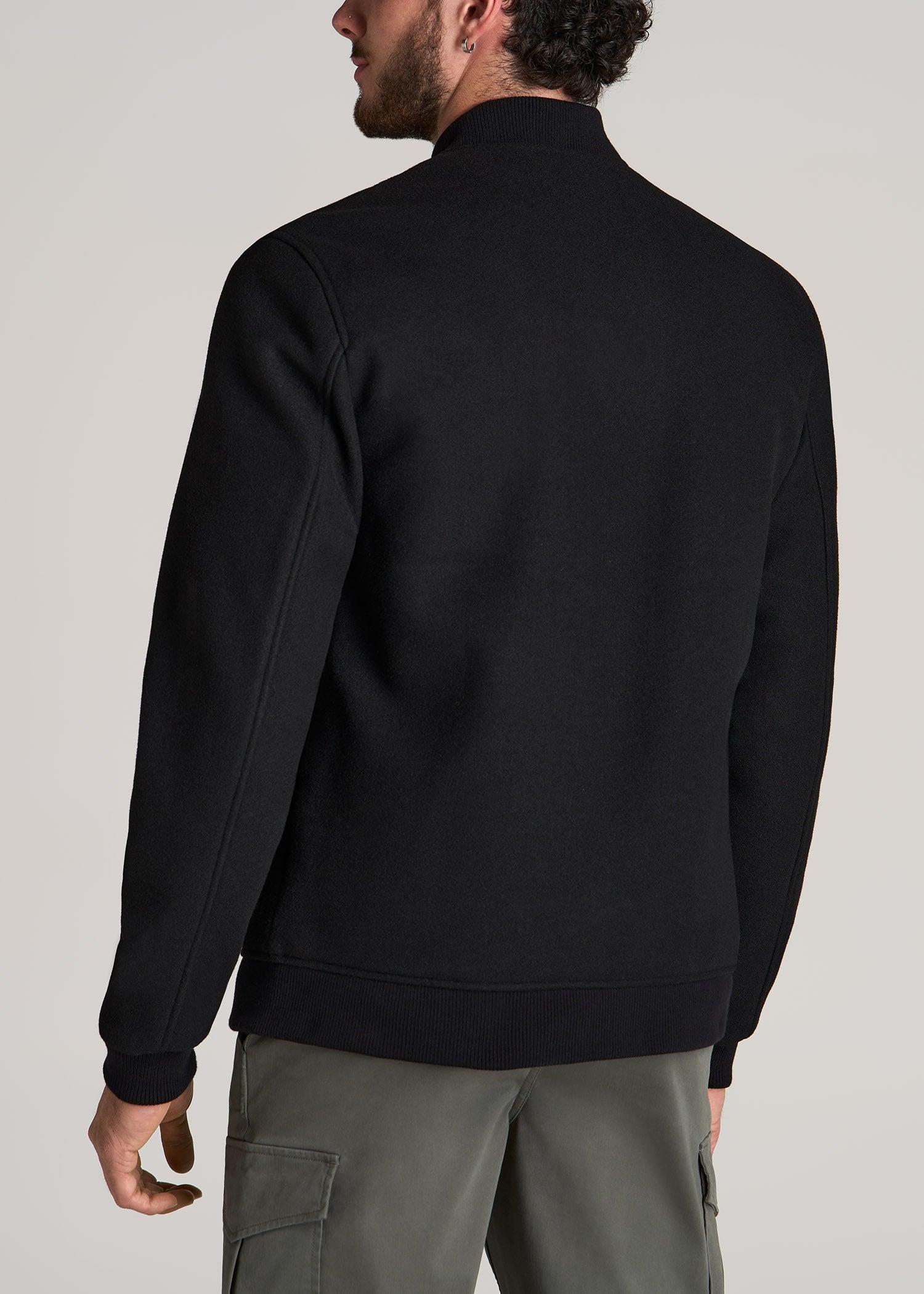 Melton Varsity Jacket for Tall Men in Black Product Image