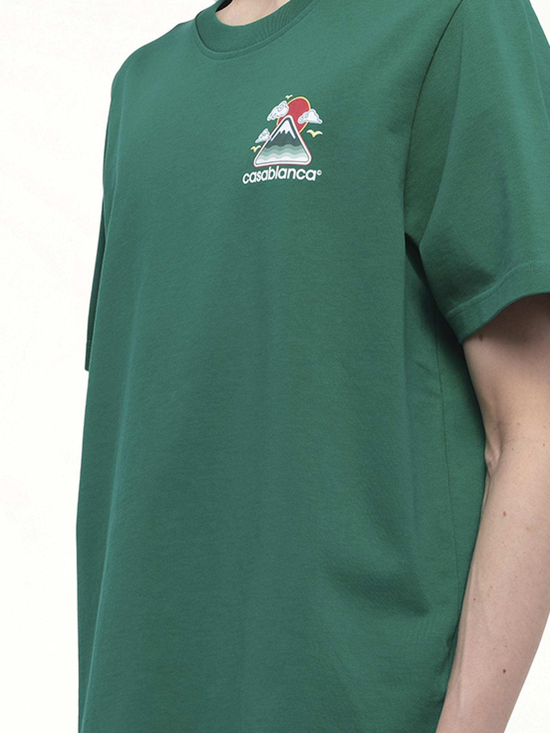 CASABLANCA Mens Montagne Ondulee Brand-print Cotton-jersey T-shirt In Green Product Image