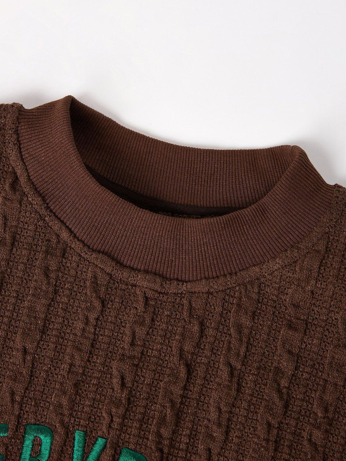 Patchwork Knit Letter Embroidery Sweatshirt Product Image