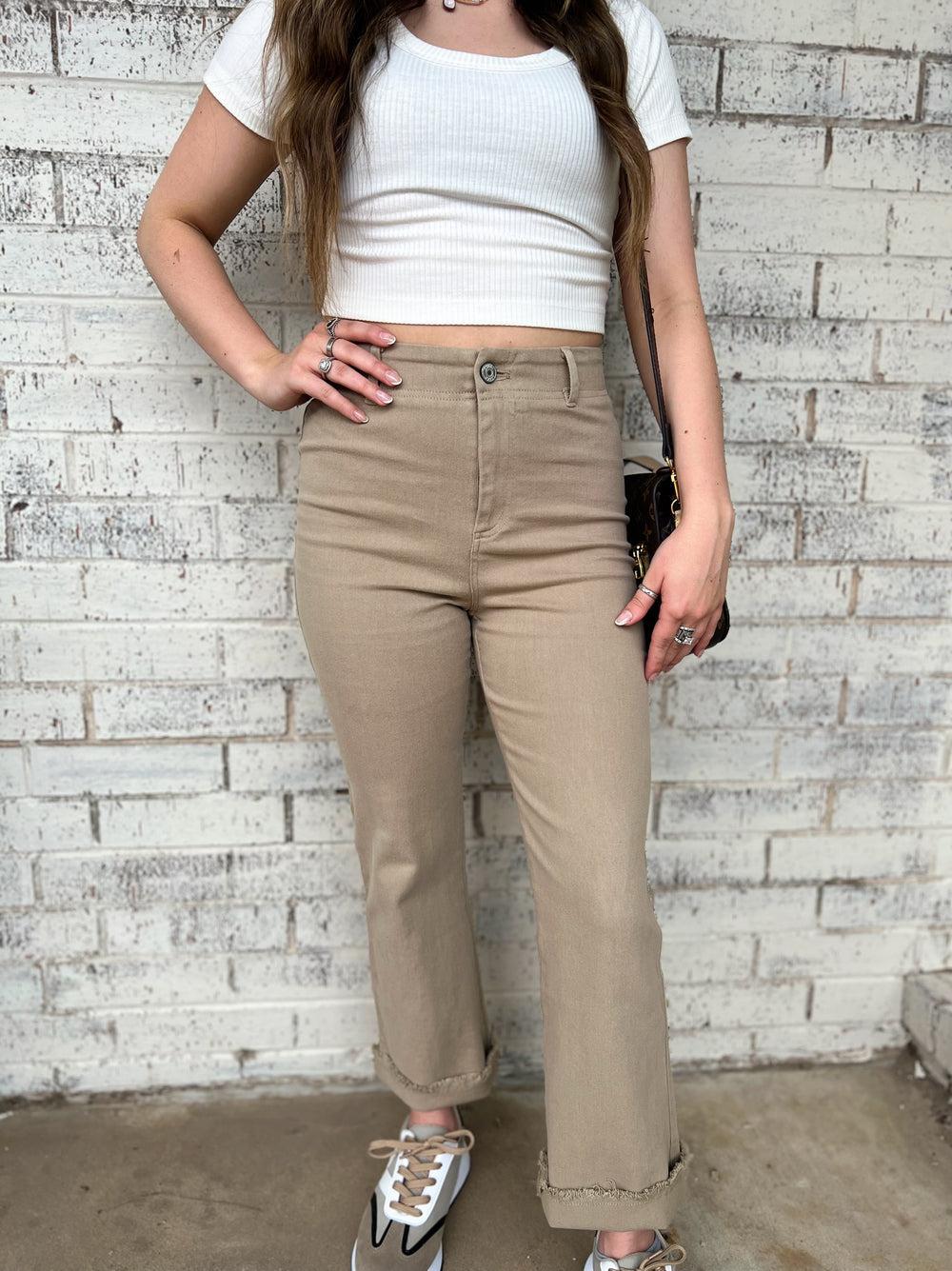 One Good Reason High Rise Khaki Trousers* Product Image