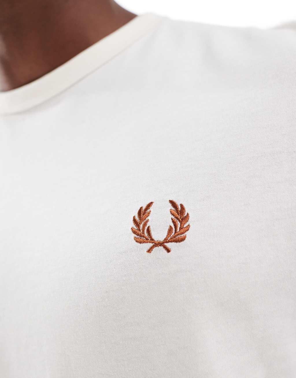 Fred Perry ringer t-shirt in off white Product Image