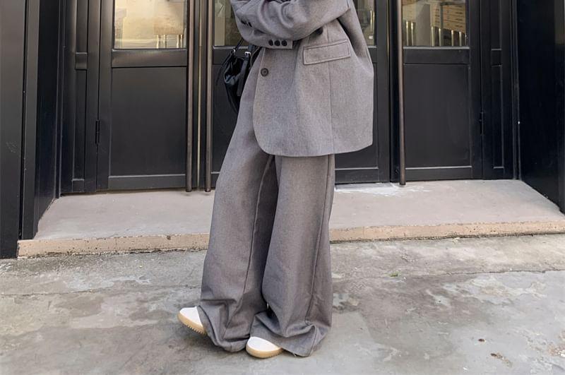 Lapel Collar Plain Single Breasted Oversized Blazer Product Image