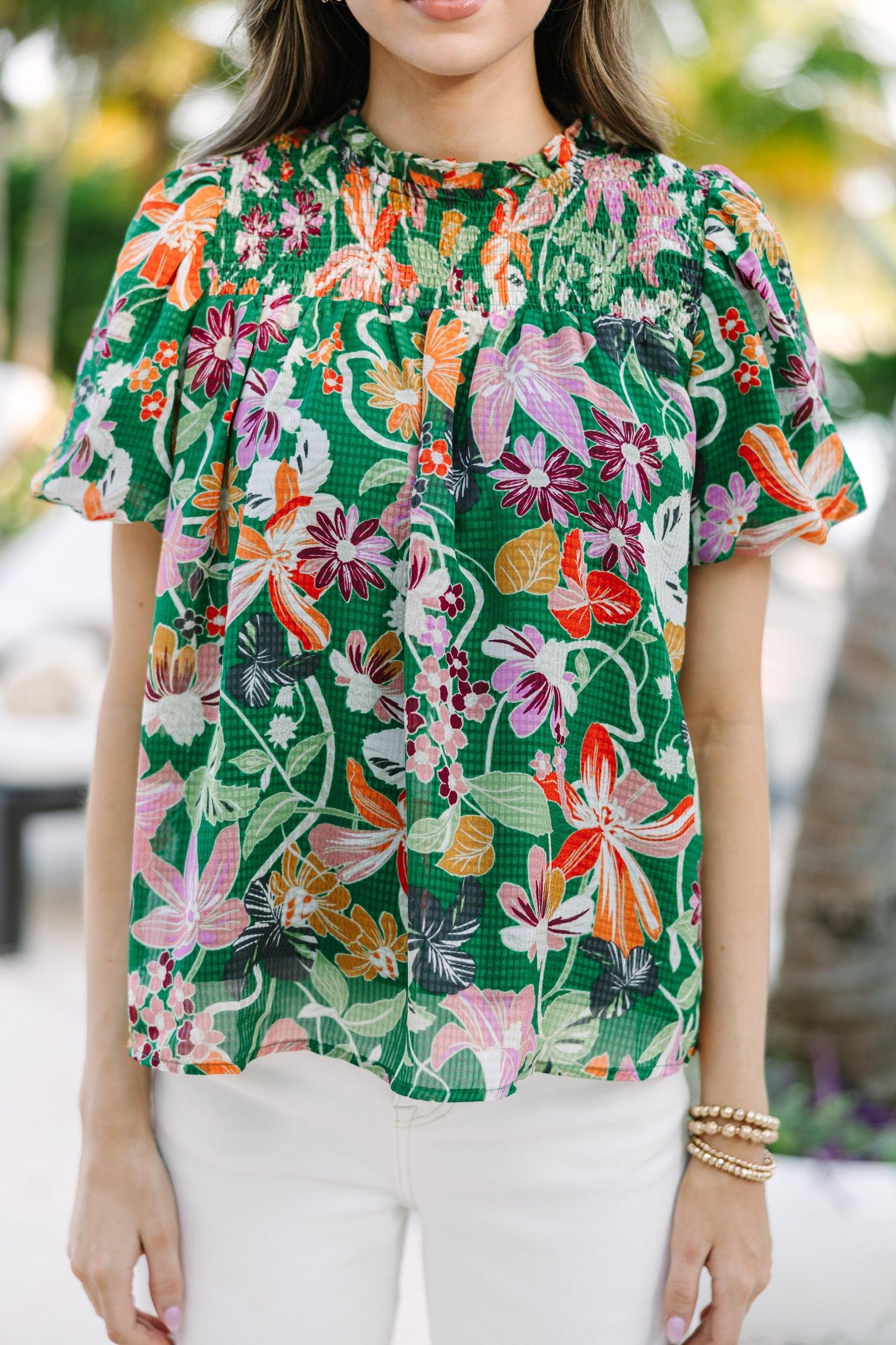 All In The Plans Green Floral Blouse Female Product Image