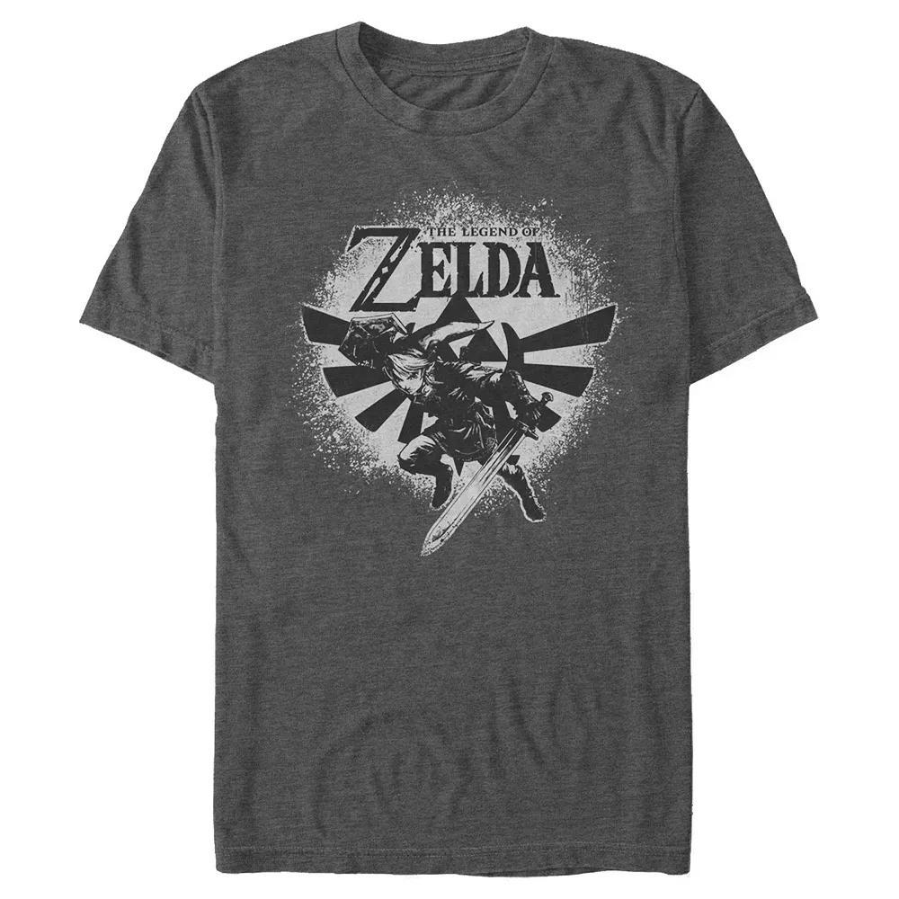 Men's The Legend Of Zelda Action Link Poster Graphic Tee, Size: Medium, Grey Heather Product Image