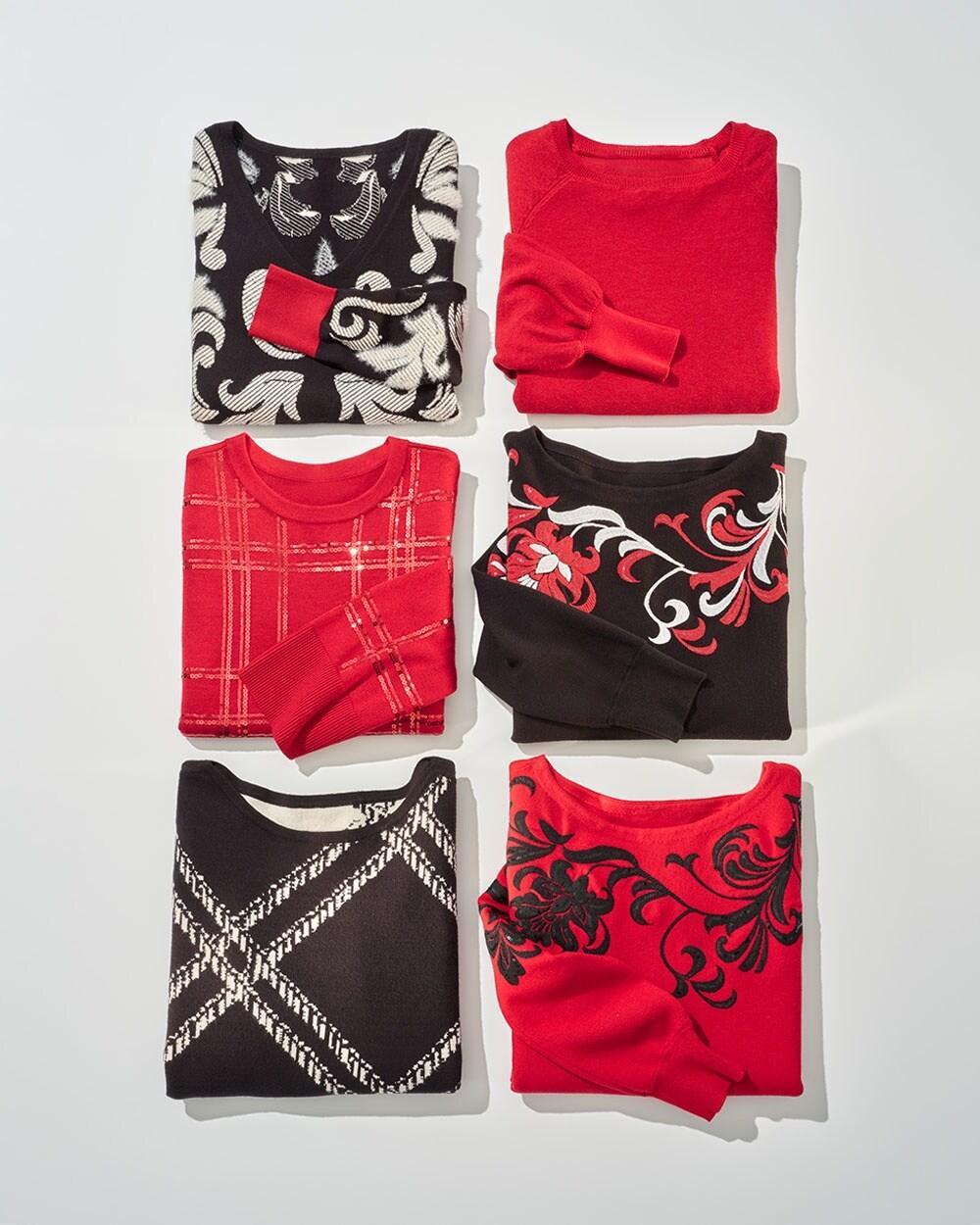 Floral V-Neck Sweater Tunic Product Image