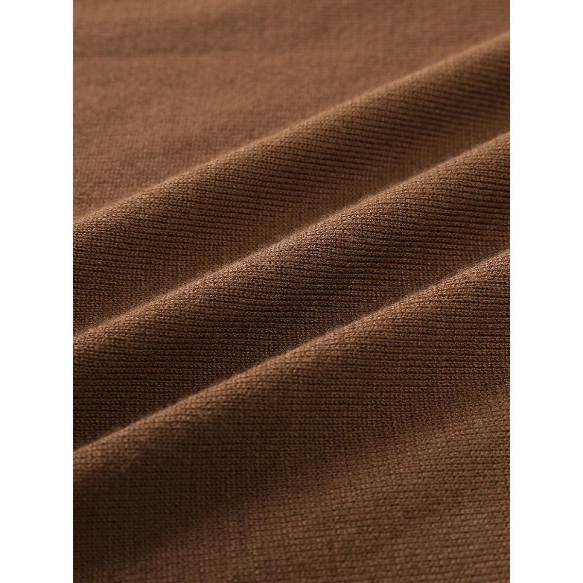 Plus Size Contrast Seam Detail Drop Shoulder Pullover DarkBrown Women Casual Loose Sleeveless V-neck Dailywear Pullovers BloomChic 28/5X Product Image