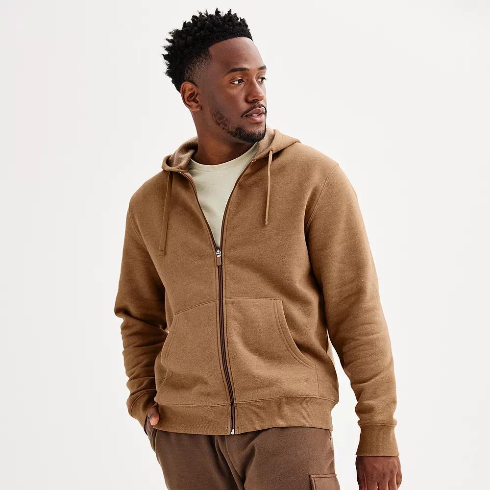 Men's Tek Gear® Ultra Soft Fleece Zip Front Hoodie, Size: Small, Rocky Brown Product Image