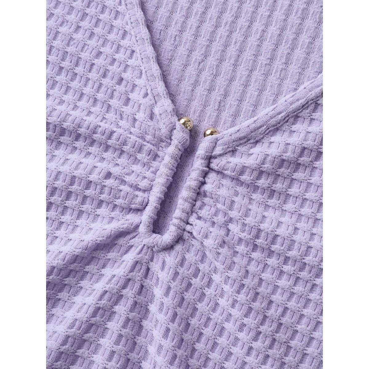 Plus Size Textured Metallic Detail Split Neck Tank Top Women Lilac Texture V-neck Everyday-Elegant Tank Tops Camis BloomChic 22-24/3X Product Image