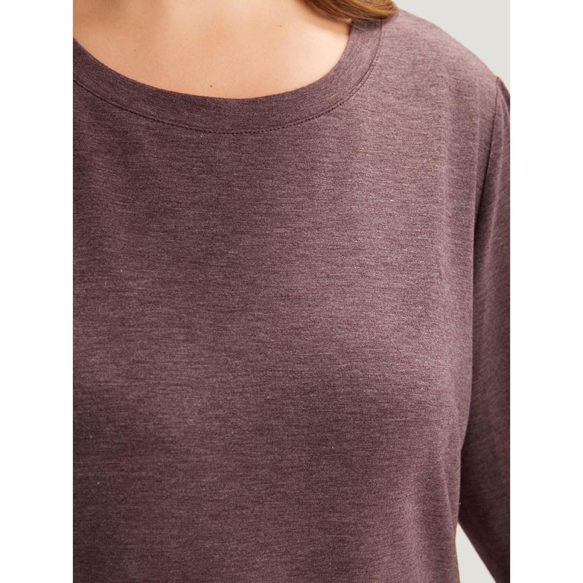 Plus Size Plain Zipper Round Neck Elastic Cuffs Sweatshirt Women Mauve Casual Elastic cuffs Round Neck Dailywear Sweatshirts BloomChic 30/6X Product Image