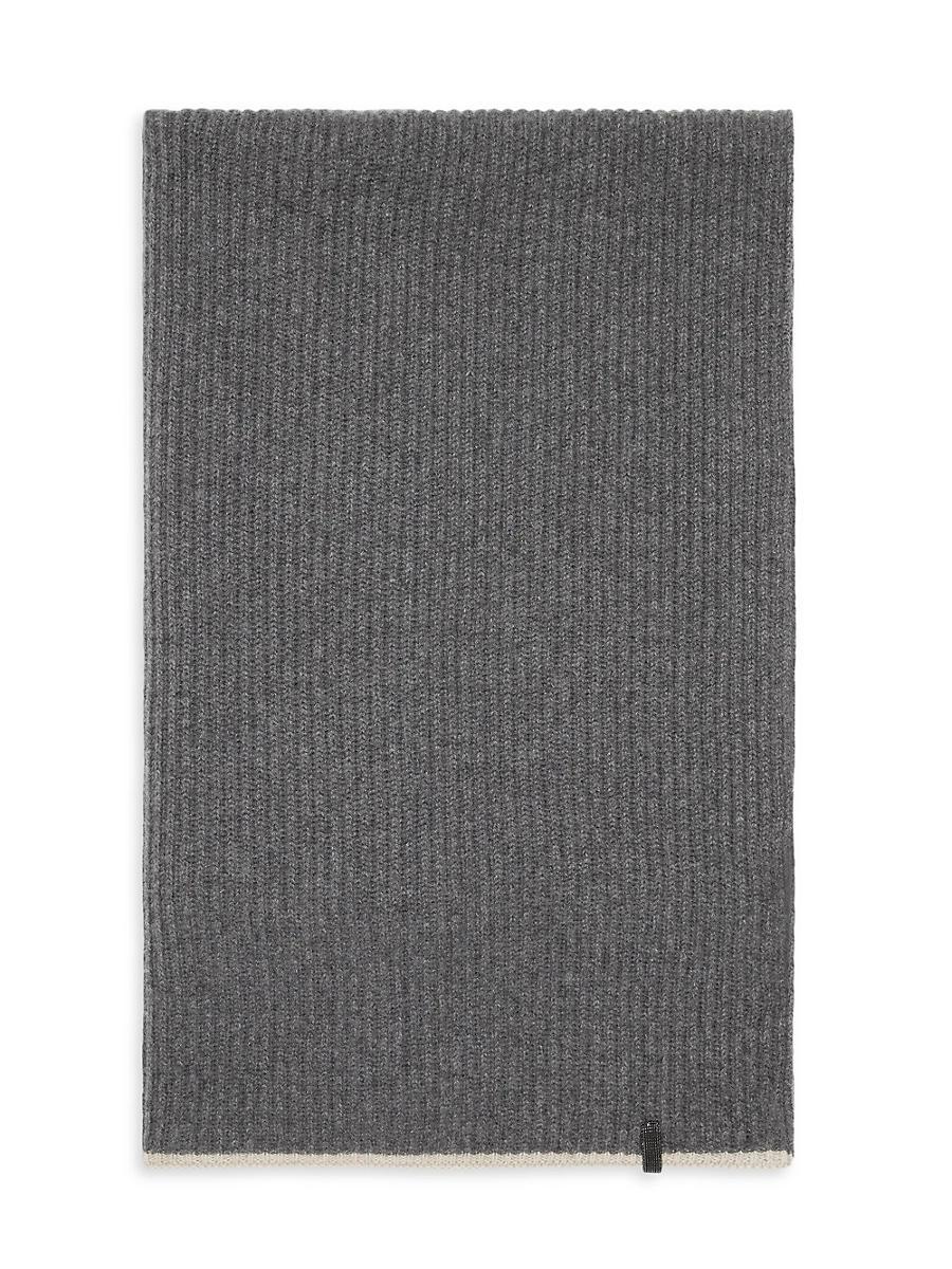 Womens Cashmere English Rib Knit Scarf with Monili Product Image