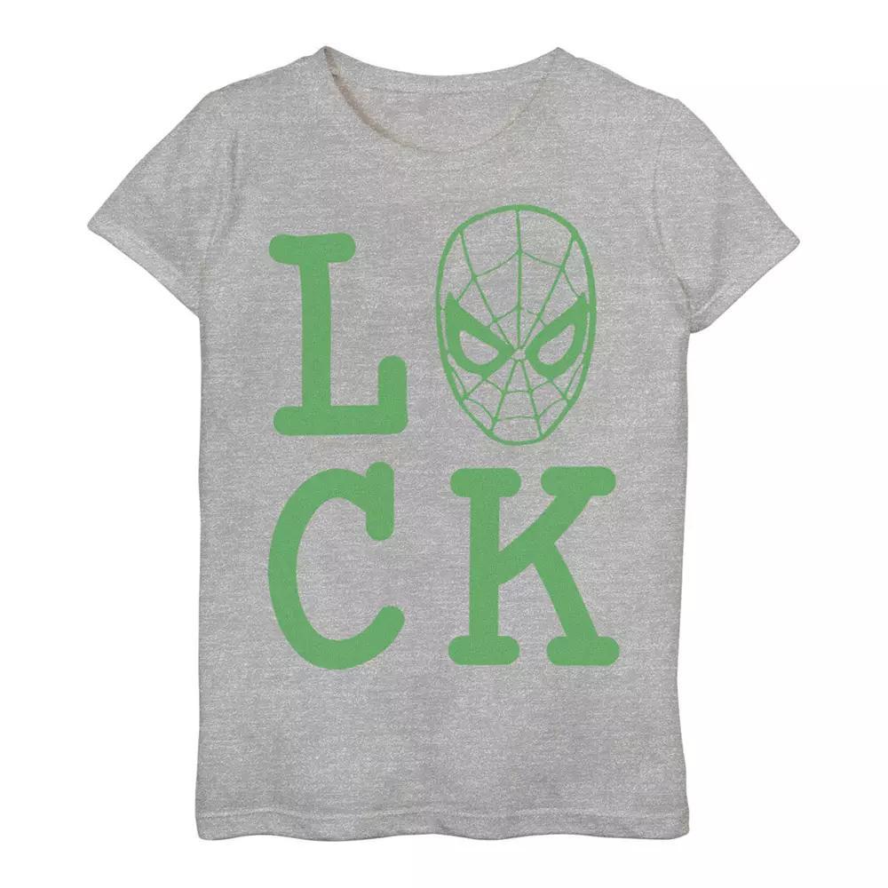 Girls 3-16 Marvel Spider-Man "Luck" St. Patrick's Day Tee, Girl's, Size: XL, Athletic Grey Product Image