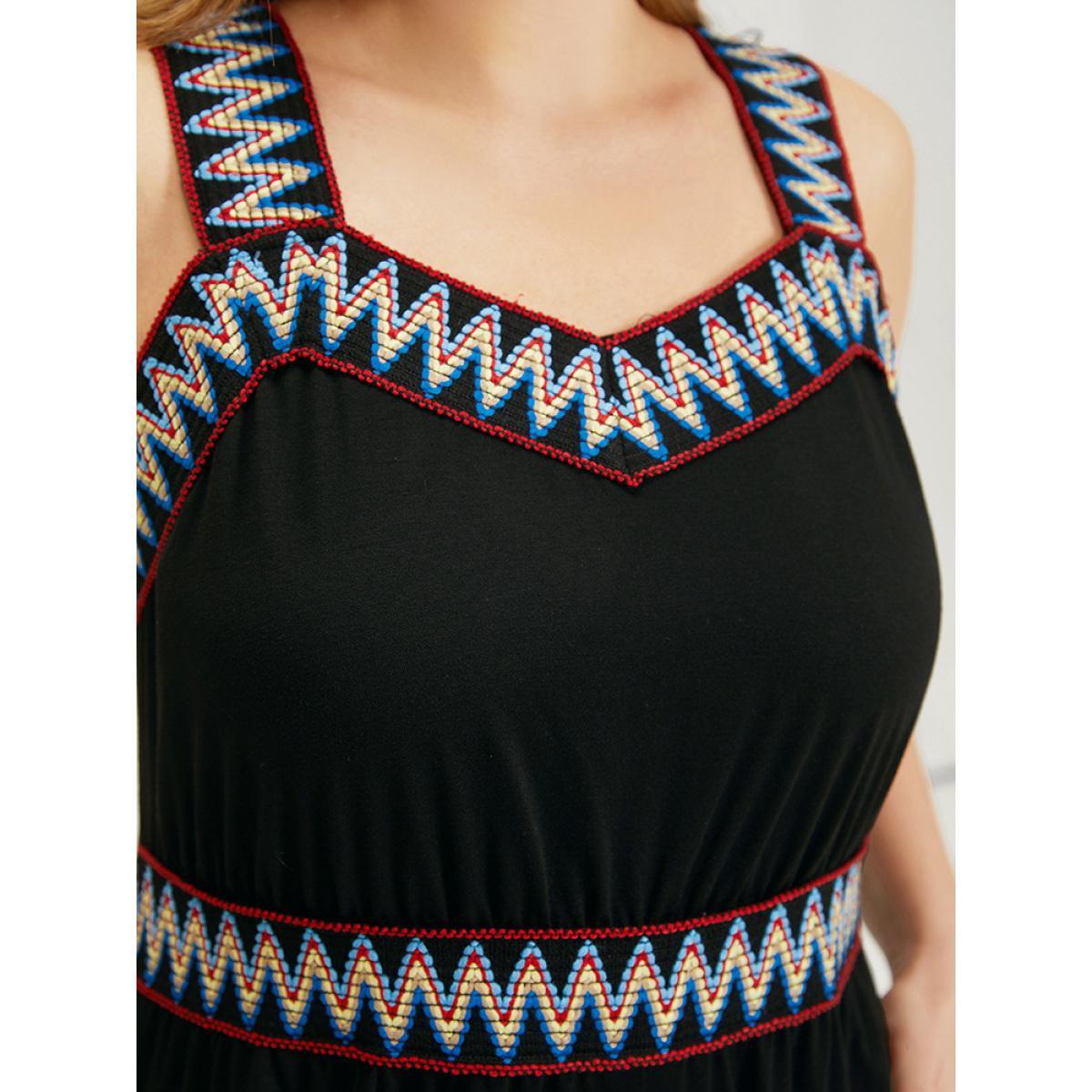 Plus Size Black Contrast Trim Pocket Patchwork Cami Jumpsuit Women Casual Sleeveless Spaghetti Strap Dailywear Loose Jumpsuits BloomChic 26/4X Product Image