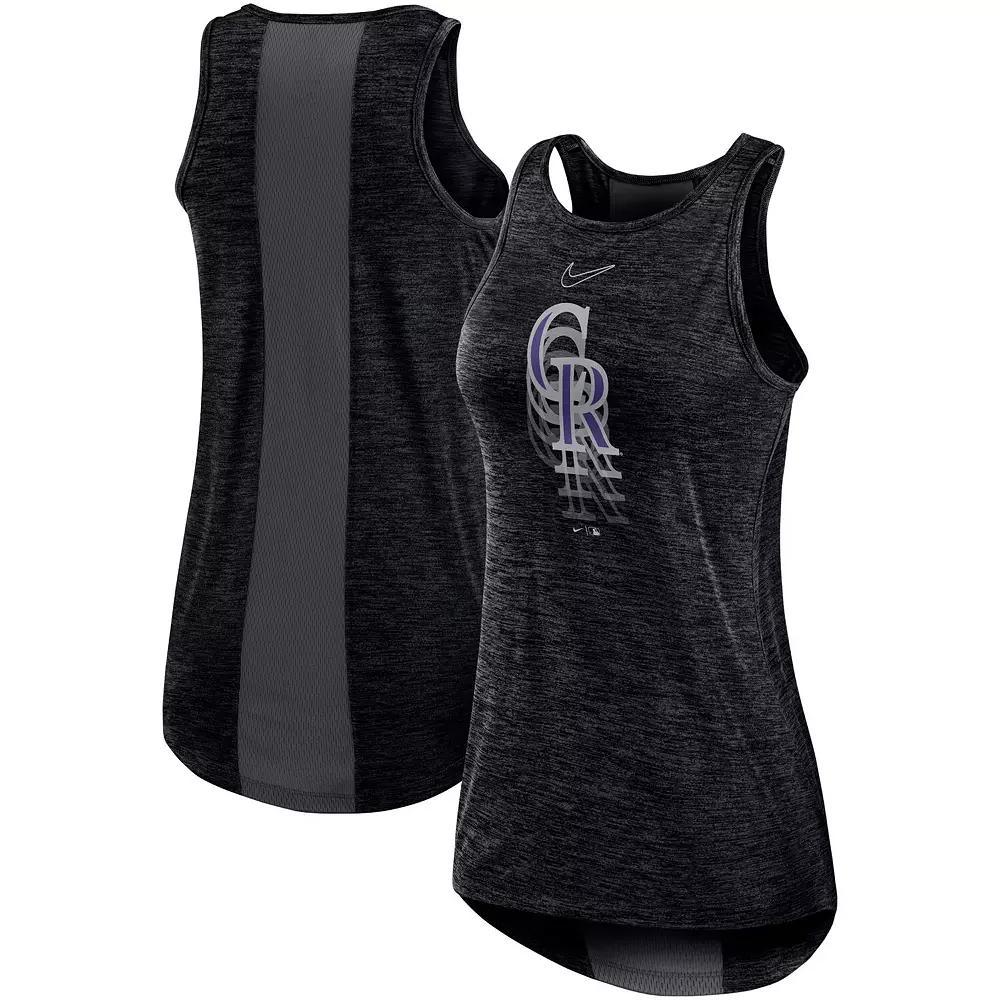 Women's Nike Black Colorado Rockies Logo Fade High Neck Performance Tank Top, Size: Large Product Image