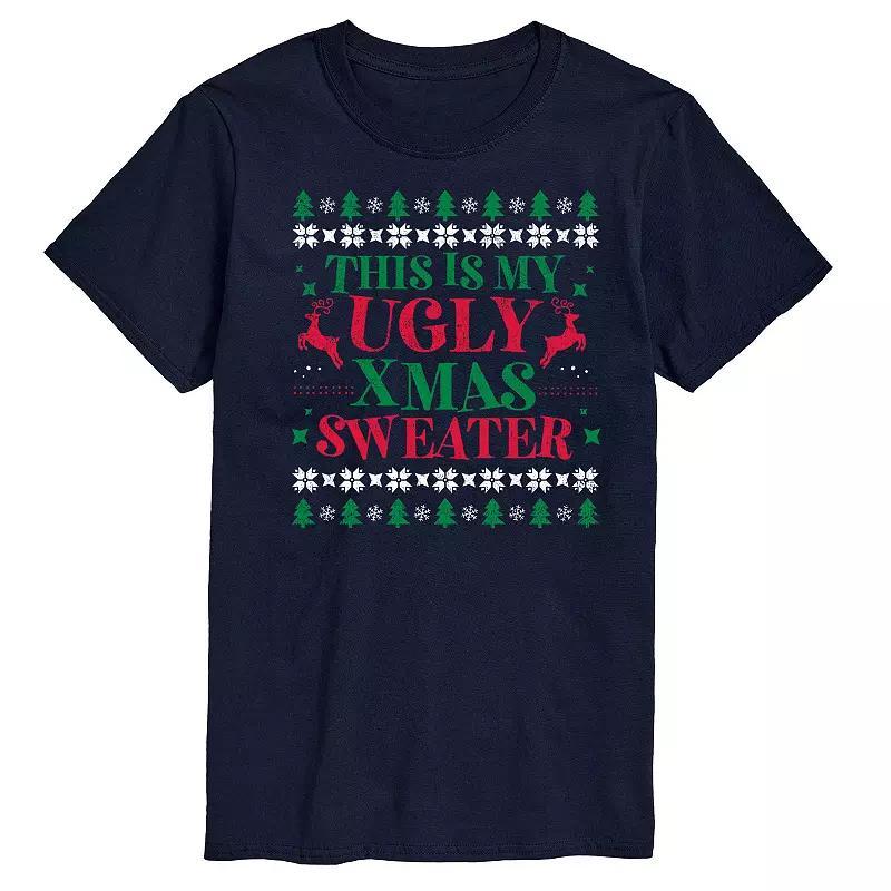 Big & Tall This Is My Ugly Xmas Sweater Graphic Tee, Mens Blue Product Image
