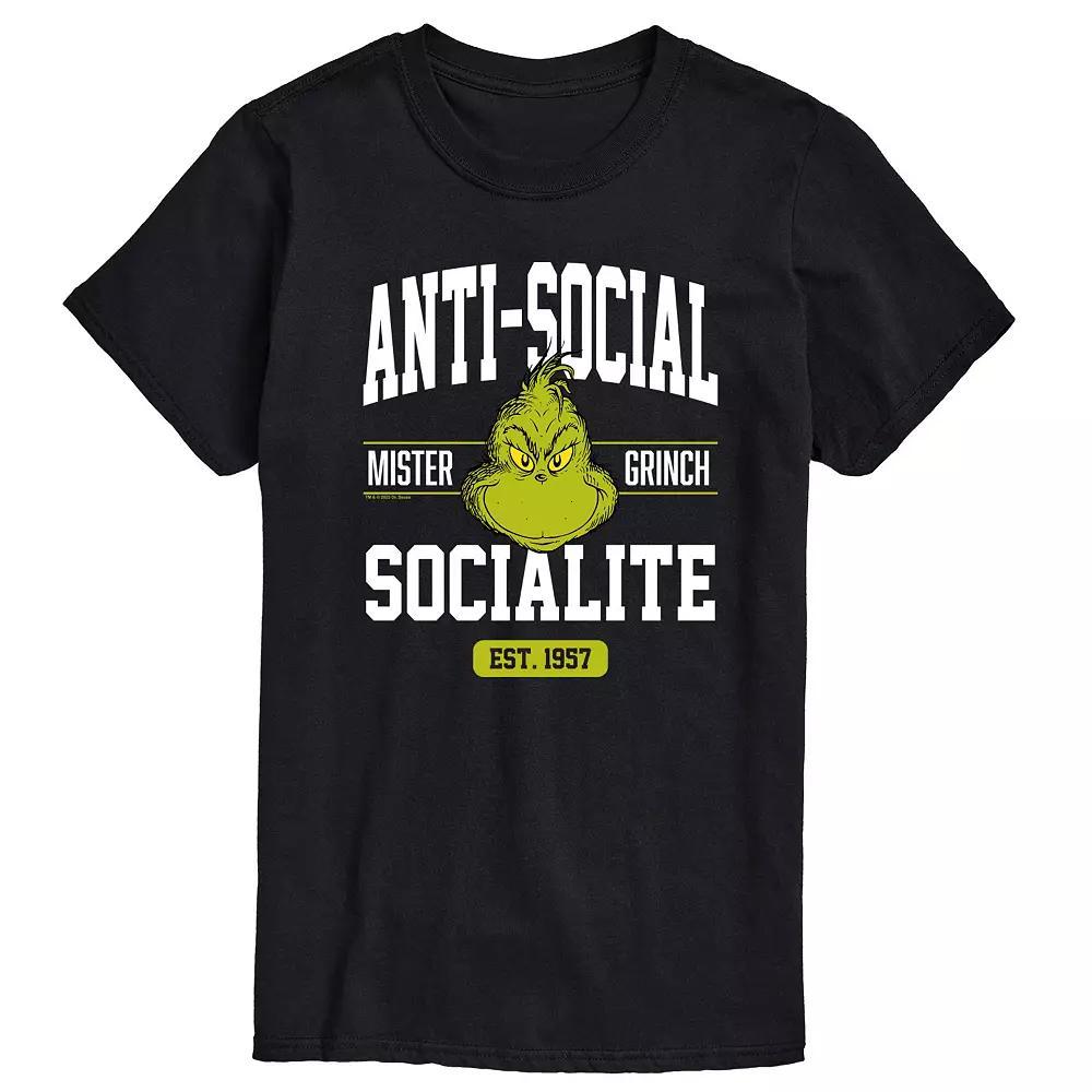 Big & Tall Dr. Seuss Grinch Anti Social Socialite Graphic Tee, Mens Product Image