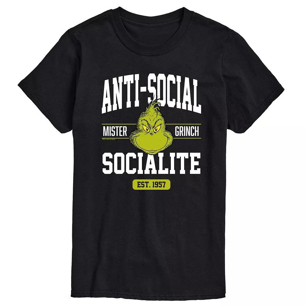 Big & Tall Dr. Seuss Grinch Anti Social Socialite Graphic Tee, Mens Product Image