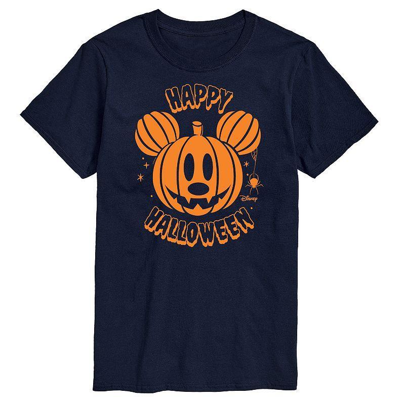 Disneys Mickey Mouse Mens Pumpkin Graphic Tee Blue Product Image