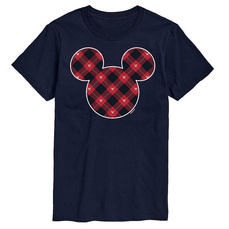 Disney's Mickey Mouse Men's Silhouette Plaid Fill Graphic Tee, Size: Small, Black Product Image