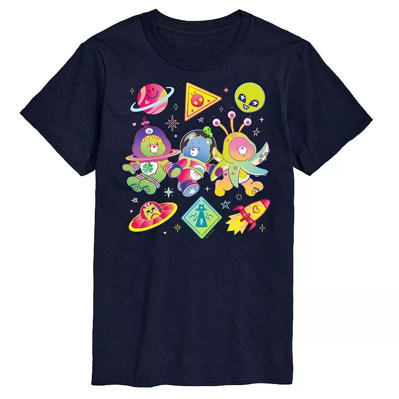 Mens Care Bears Space Grid Graphic Tee Blue Product Image