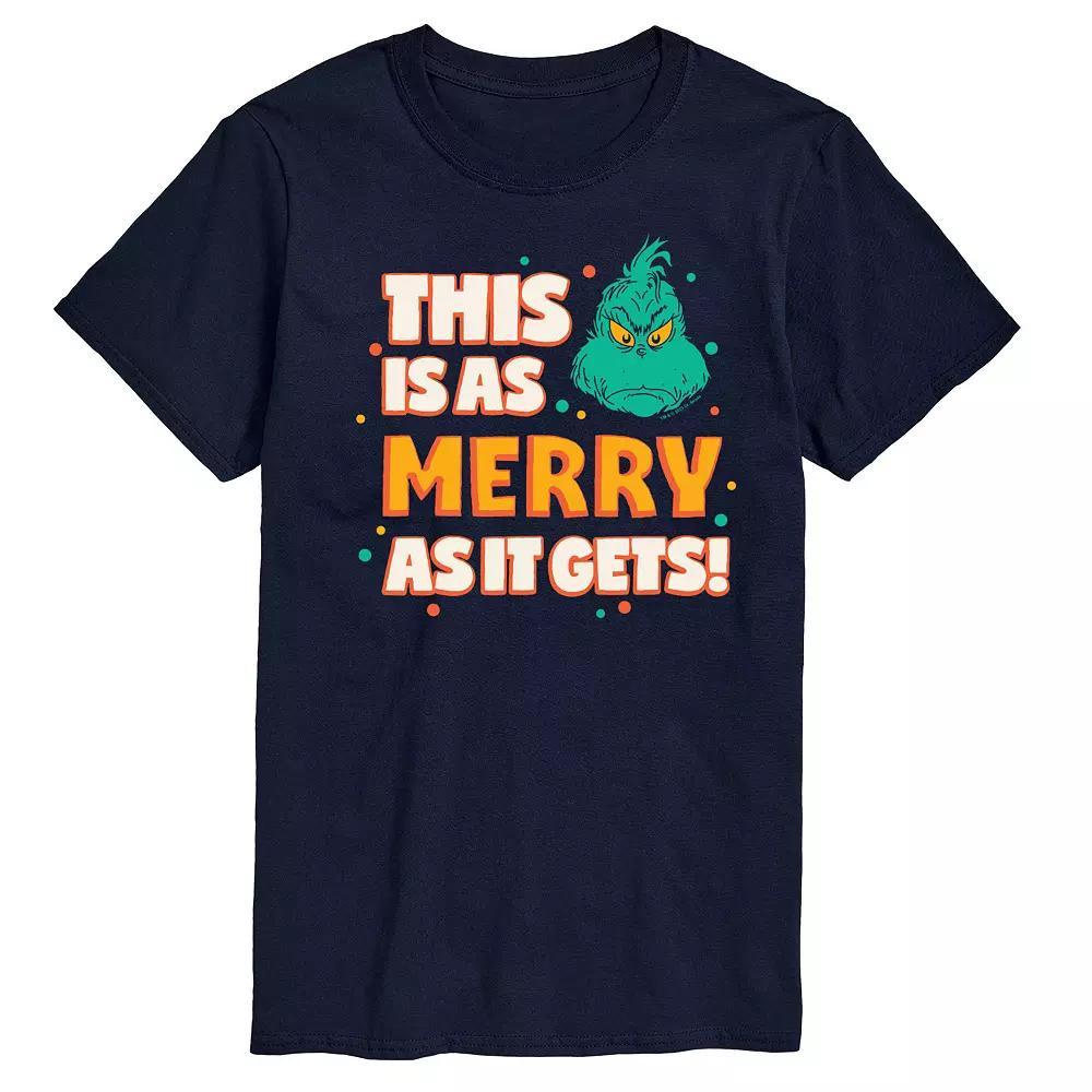 Big & Tall Dr. Seuss The Grinch As Merry As It Gets Graphic Tee, Mens Product Image